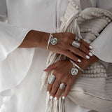 Boho rings set, indian calendar rings, bohemian silver rings