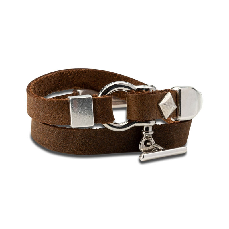 Leather and metal wrap bracelet (BR-425)