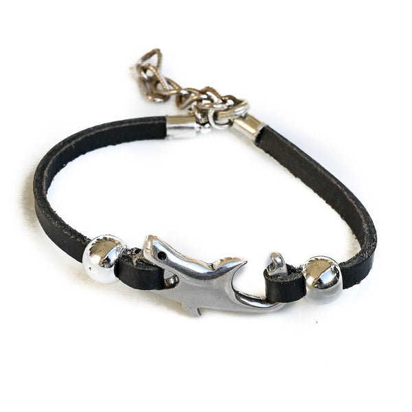 Leather and shark anklet (BR-433)