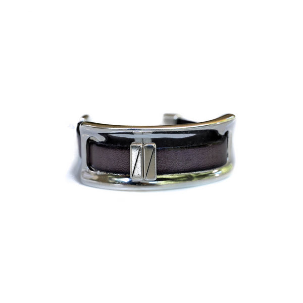 Strong metal and soft leather cuff bracelet (BR-446, BR-447)