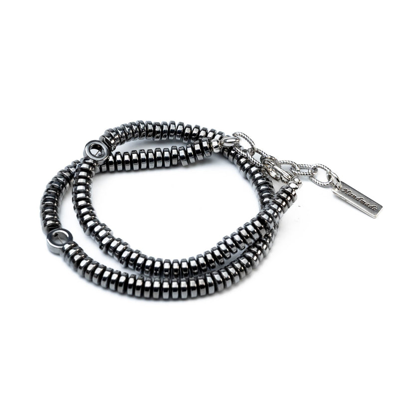 Dark silver Hematite bracelet (BR-459)