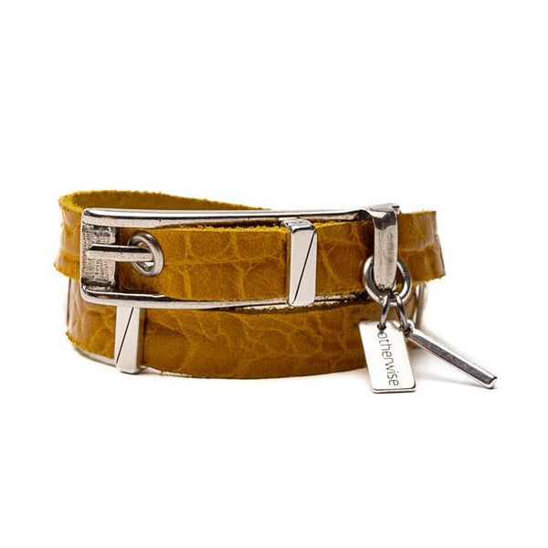 Striking wrap bracelet in yellow leather bracelet (BR-462, BR-463)
