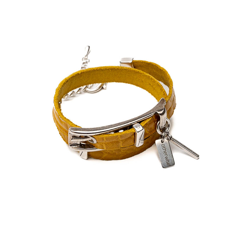 Striking wrap bracelet in yellow leather bracelet (BR-462, BR-463)