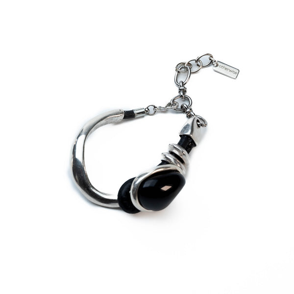 Chunky black resin Bracelet (BR-467)