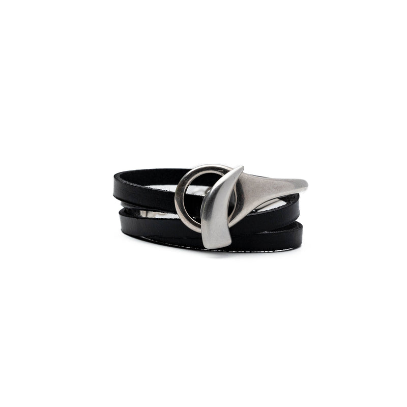 Half metal and leather wrap bracelet (BR-472)