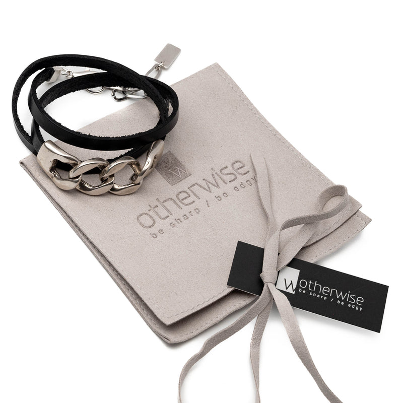 Edgy wrap style bracelet with chain   (BR-473)