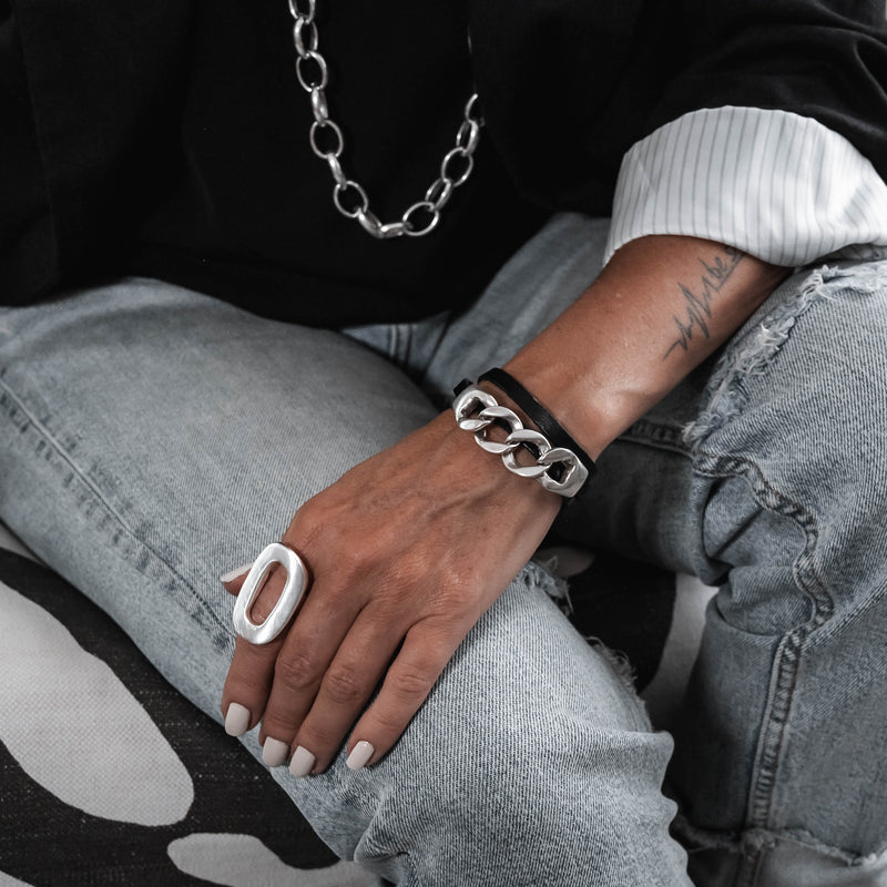 Edgy wrap style bracelet with chain   (BR-473)