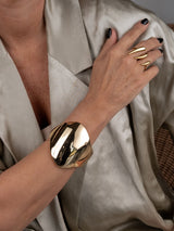 Chunky honey gold spring Bangle, Exaggerated geometric cuff bracelet