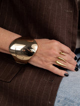 Chunky honey gold spring Bangle, Exaggerated geometric cuff bracelet