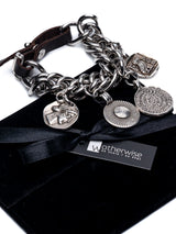 Chunky Coin Charm Bracelet with Leather Closure