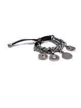Chunky Coin Charm Bracelet with Leather Closure
