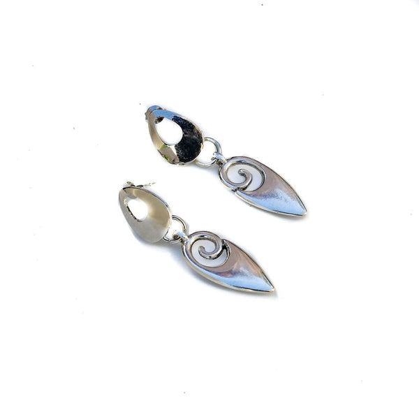 Oval Tribal Earrings, Ethnic silver earrings