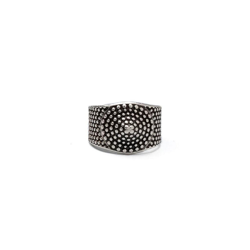 Silver plated dark ethnic cone and dots ring, pinky ring, thumb ring, Adjustable, Unisex gift