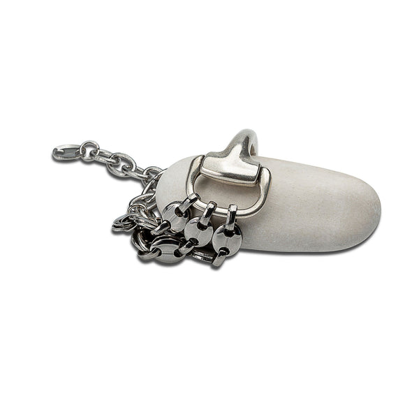 Silver chunky cuff, Horse bit chain bracelet, equestrian bracelet, D snaffle bit