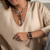 Unique edgy choker with large buckle