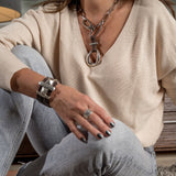 Unique edgy choker with large buckle