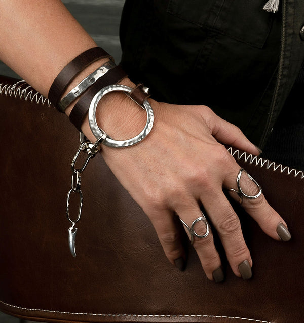 Unique wrap leather Bracelet, Standout unode50 style bracelet, edgy statement cuff bracelet