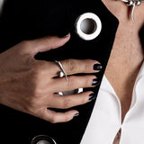 A modern architecturally designed statement ring, An edgy-chic stainless steel ring, Asymmetrical minimalistic art worn on your finger
