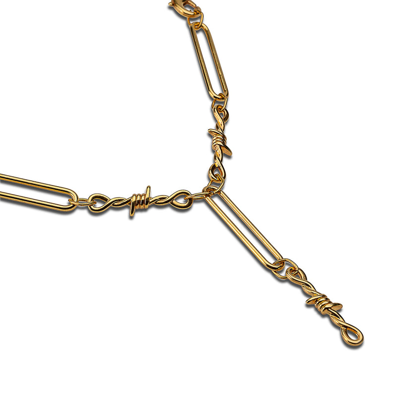 Edgy Chic gold necklace, Funky double knot necklace