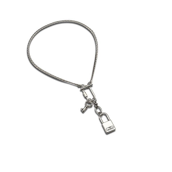 Lock and key pendant necklace, Punk chain choker, statement padlock choker, gift