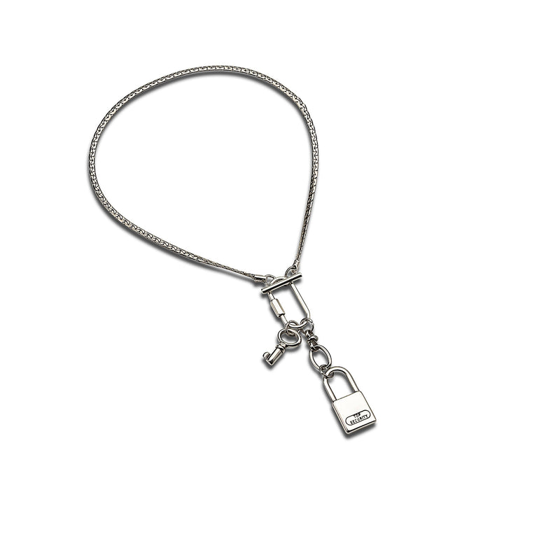 Lock and key pendant necklace, Punk chain choker, statement padlock choker, gift