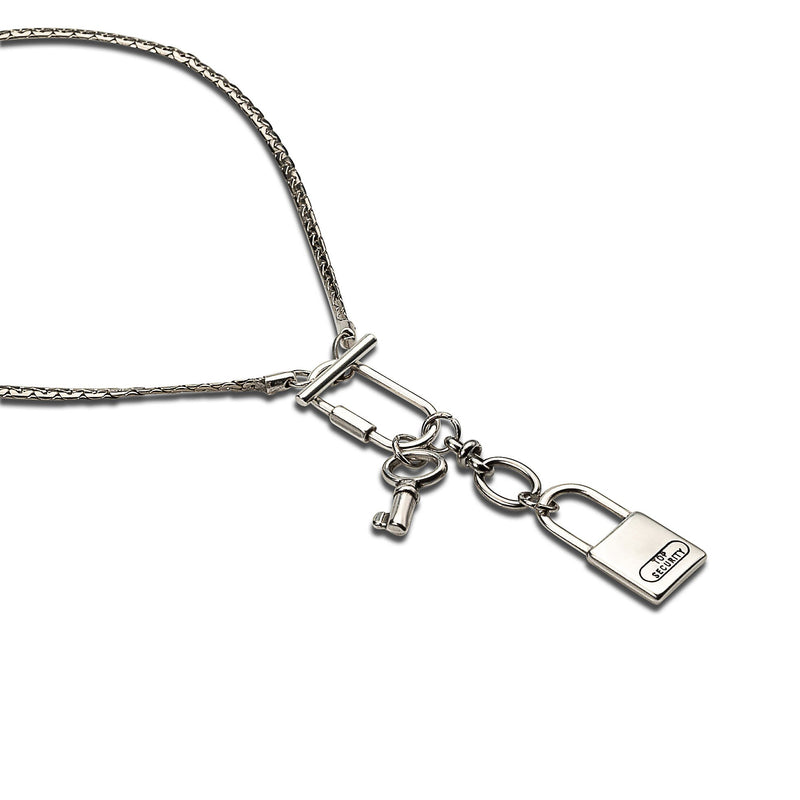 Lock and key pendant necklace, Punk chain choker, statement padlock choker, gift