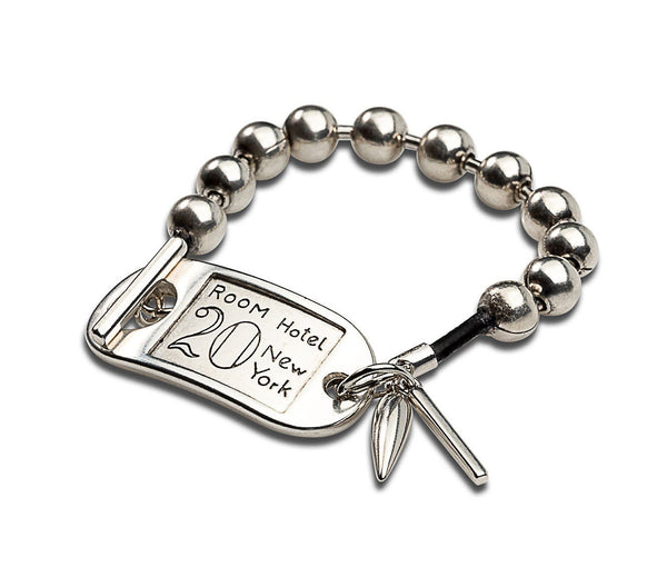 ID tag and ball chain bracelet, unode50 style bracelet, chunky chain and tag cuff