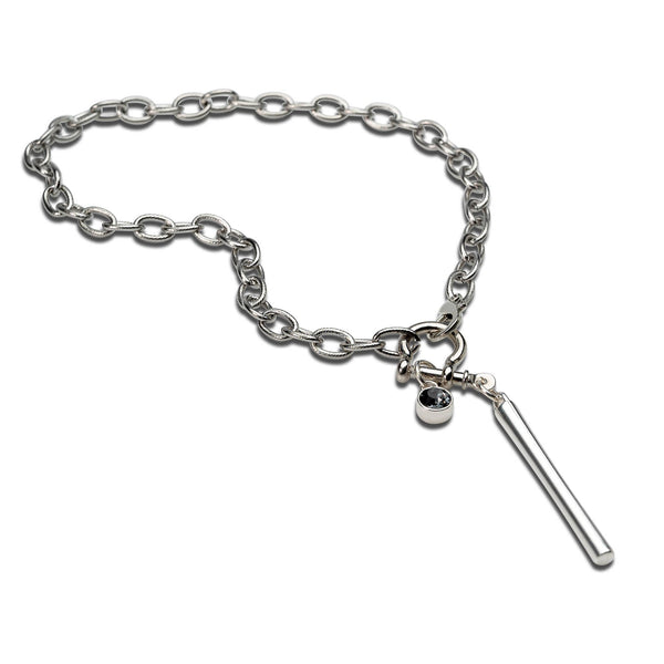 Austrian crystal and shackle Pendant Necklace, Rock style silver necklace