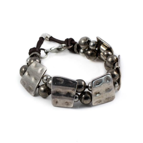 Silver plated metal elements bracelet (BR-157)