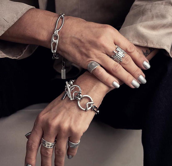 Unode50 style bracelets, Bold and unique chains designed to make a statement, Silver plated boho bracelets, Unique high quality gift!