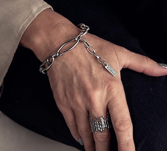 Unode50 style bracelets, Bold and unique chains designed to make a statement, Silver plated boho bracelets, Unique high quality gift!