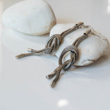 Snake chains knot earrings, Silver-Tone Knotted Chains Linear Drop Earrings, Long statement earrings