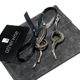 Snake chains knot earrings, Silver-Tone Knotted Chains Linear Drop Earrings, Long statement earrings