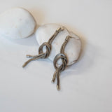 Snake chains knot earrings, Silver-Tone Knotted Chains Linear Drop Earrings, Long statement earrings