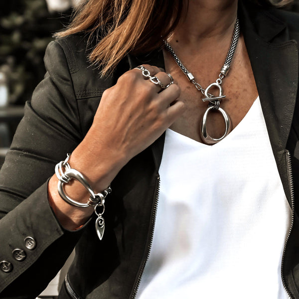Rock on statement necklace, Unode50 style necklace, Edgy choker