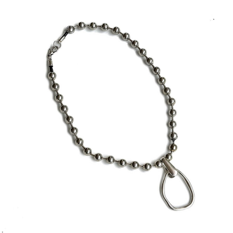 Chunky ball chain choker with hammered loop pendant, uno de 50 style necklace