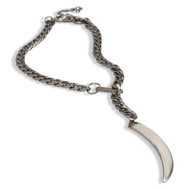 Shell Pearl tooth choker necklace, edgy chic chain necklace