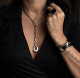 Classy stainless steel chain necklace with drop pendant, Elegant ball chain and hook necklace