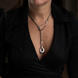 Classy stainless steel chain necklace with drop pendant, Elegant ball chain and hook necklace