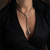 Classy stainless steel chain necklace with drop pendant, Elegant ball chain and hook necklace