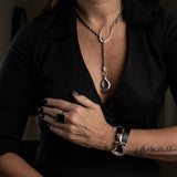 Classy stainless steel chain necklace with drop pendant, Elegant ball chain and hook necklace