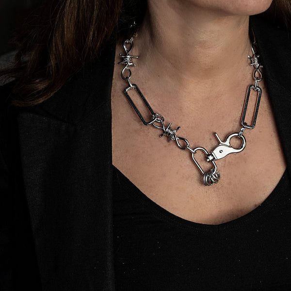 Chunky Barbed Wire Necklace, Unisex Punk Jewelry