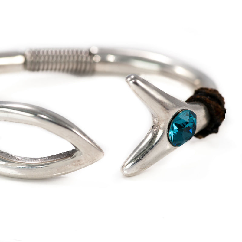Silver Swarovski open cuff bracelet, adjustable uno de 50 style, thick bracelet, chunky statement bracelet, bold thick bangle bracelet