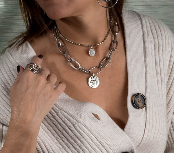 Layered choker necklaces with coins