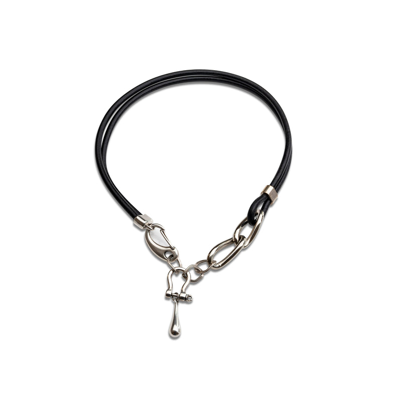 Bold leather and chain collar necklace