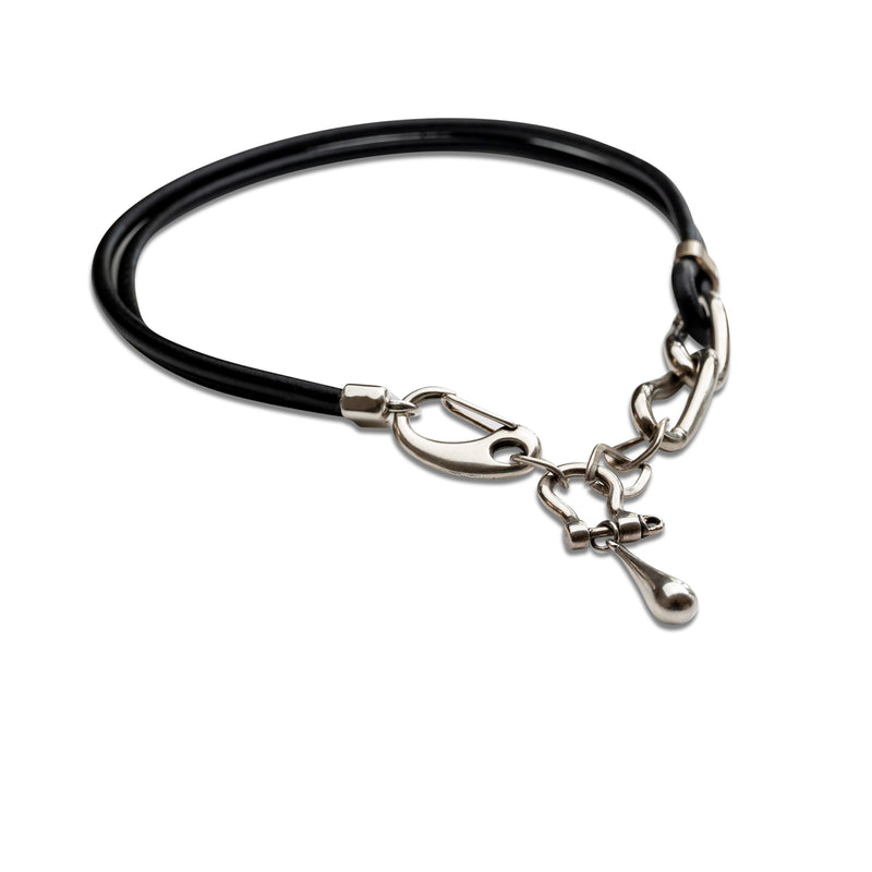 Bold leather and chain collar necklace