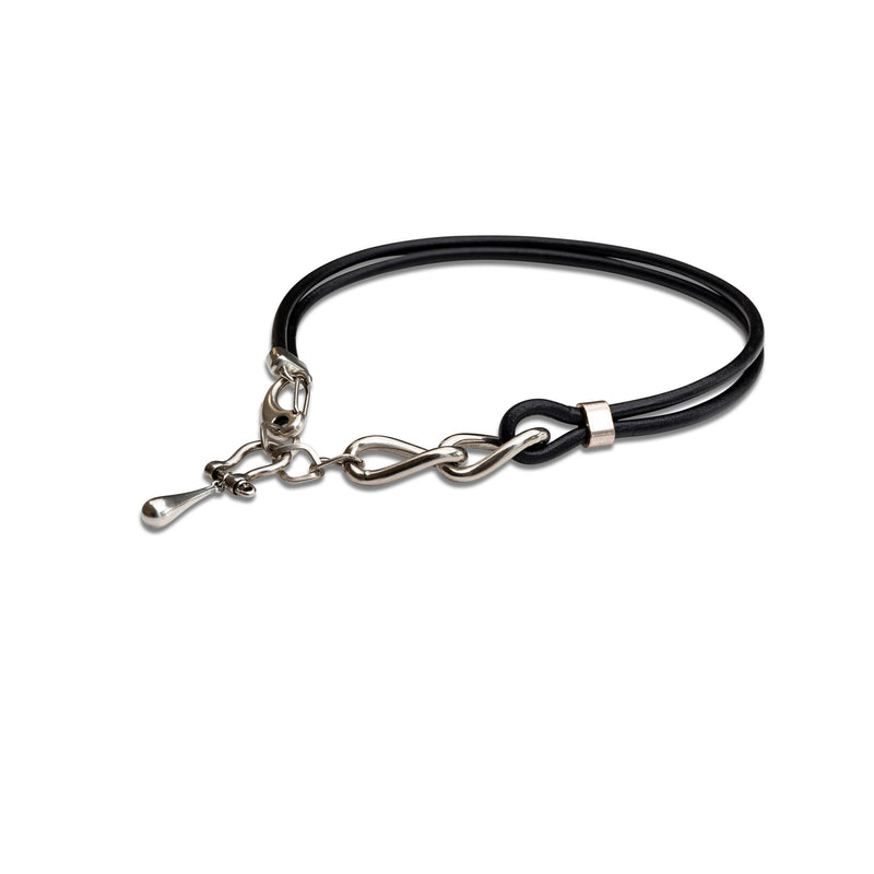 Bold leather and chain collar necklace