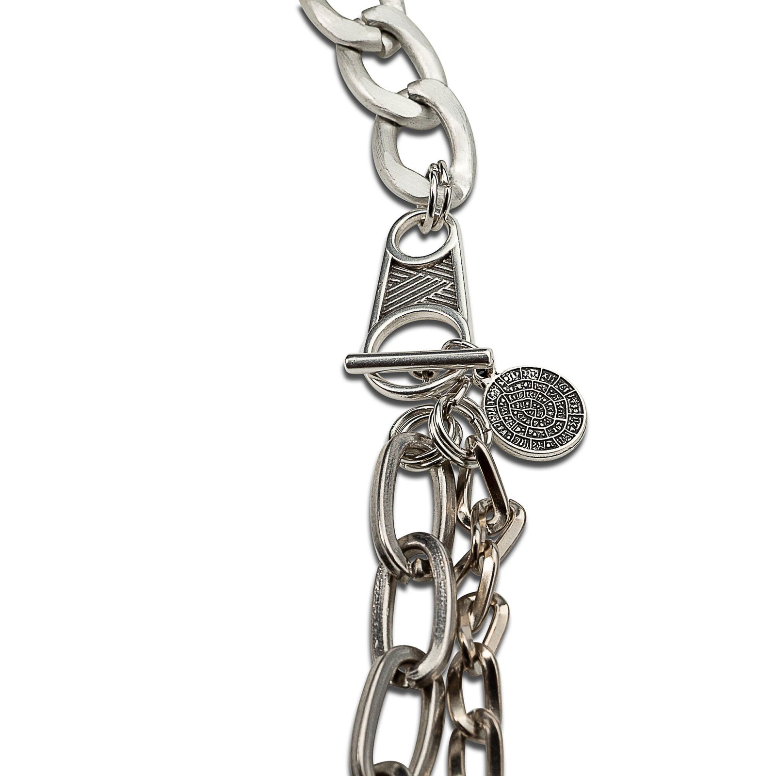 Layered chunky chain and leather necklace, rocker chic