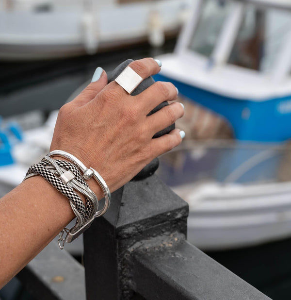 Chunky snake chains bracelet, bold and edgy silver bracelet