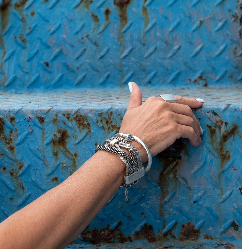 Chunky snake chains bracelet, bold and edgy silver bracelet